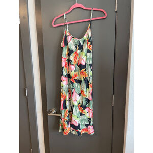 Women's Kava'ikena Floral Midi Dress Size M Black Green